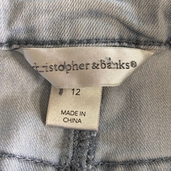 Christopher Banks Jean Skirt 12 Light Denim Floral Embroidered Midi Skirt Modest - Picture 5 of 7